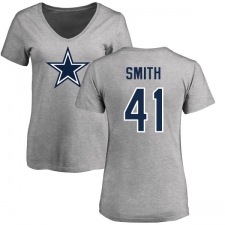 NFL Women's Nike Dallas Cowboys #41 Keith Smith Ash Name & Number Logo Slim Fit T-Shirt