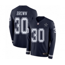 Men's Nike Dallas Cowboys #30 Anthony Brown Limited Navy Blue Therma Long Sleeve NFL Jersey