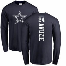 NFL Nike Dallas Cowboys #24 Chidobe Awuzie Navy Blue Backer Long Sleeve T-Shirt