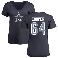 NFL Women's Nike Dallas Cowboys #64 Jonathan Cooper Navy Blue Name & Number Logo Slim Fit T-Shirt