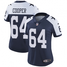 Women's Nike Dallas Cowboys #64 Jonathan Cooper Elite Navy Blue Throwback Alternate NFL Jersey