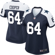 Women's Nike Dallas Cowboys #64 Jonathan Cooper Game Navy Blue Throwback Alternate NFL Jersey