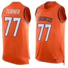 Men's Nike Denver Broncos #77 Billy Turner Limited Orange Player Name & Number Tank Top NFL Jersey