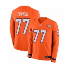 Men's Nike Denver Broncos #77 Billy Turner Limited Orange Therma Long Sleeve NFL Jersey