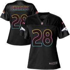Women's Nike Denver Broncos #28 Jamaal Charles Game Black Fashion NFL Jersey