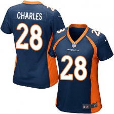 Women's Nike Denver Broncos #28 Jamaal Charles Game Navy Blue Alternate NFL Jersey