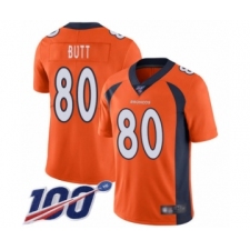 Men's Denver Broncos #80 Jake Butt Orange Team Color Vapor Untouchable Limited Player 100th Season Football Jersey