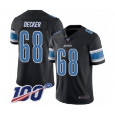 Men's Detroit Lions #68 Taylor Decker Limited Black Rush Vapor Untouchable 100th Season Football Jersey