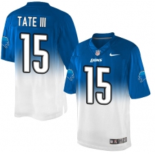 Men's Nike Detroit Lions #15 Golden Tate III Elite Light Blue/White Fadeaway NFL Jersey