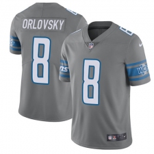 Men's Nike Detroit Lions #8 Dan Orlovsky Elite Steel Rush NFL Jersey