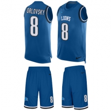 Men's Nike Detroit Lions #8 Dan Orlovsky Limited Light Blue Tank Top Suit NFL Jersey