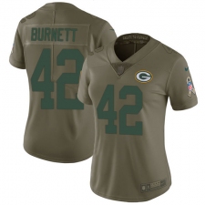 Women's Nike Green Bay Packers #42 Morgan Burnett Limited Olive 2017 Salute to Service NFL Jersey