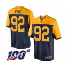 Men's Green Bay Packers #92 Reggie White Limited Navy Blue Alternate 100th Season Football Jersey