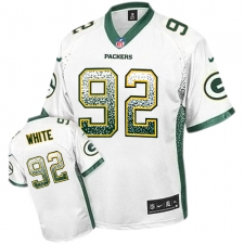 Men's Nike Green Bay Packers #92 Reggie White Elite White Drift Fashion NFL Jersey
