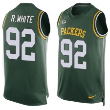 Men's Nike Green Bay Packers #92 Reggie White Limited Green Player Name & Number Tank Top NFL Jersey