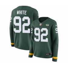 Women's Nike Green Bay Packers #92 Reggie White Limited Green Therma Long Sleeve NFL Jersey