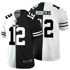 Men's Green Bay Packers #12 Aaron Rodgers Black White Limited Split Fashion Football Jersey