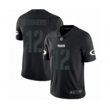 Men's Nike Green Bay Packers #12 Aaron Rodgers Limited Black Rush Impact NFL Jersey
