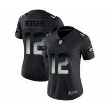 Women's Green Bay Packers #12 Aaron Rodgers Limited Black Smoke Fashion Limited Football Jersey