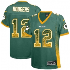 Women's Nike Green Bay Packers #12 Aaron Rodgers Elite Green Drift Fashion NFL Jersey