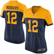 Women's Nike Green Bay Packers #12 Aaron Rodgers Limited Navy Blue Alternate NFL Jersey