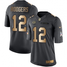 Youth Nike Green Bay Packers #12 Aaron Rodgers Limited Black/Gold Salute to Service NFL Jersey