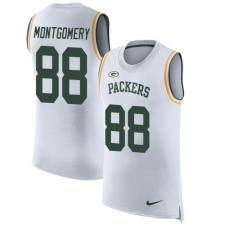 Men's Nike Green Bay Packers #88 Ty Montgomery Limited White Rush Player Name & Number Tank Top NFL Jersey