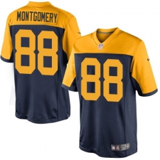Youth Nike Green Bay Packers #88 Ty Montgomery Elite Navy Blue Alternate NFL Jersey