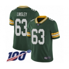 Men's Green Bay Packers #63 Corey Linsley Green Team Color Vapor Untouchable Limited Player 100th Season Football Jersey