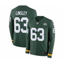 Youth Nike Green Bay Packers #63 Corey Linsley Limited Green Therma Long Sleeve NFL Jersey