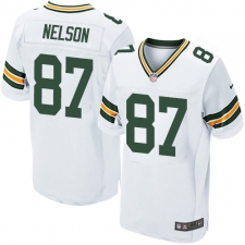 Men's Nike Green Bay Packers #87 Jordy Nelson Elite White NFL Jersey