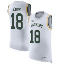 Men's Nike Green Bay Packers #18 Randall Cobb Limited White Rush Player Name & Number Tank Top NFL Jersey