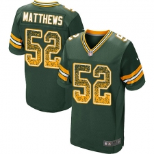 Men's Nike Green Bay Packers #52 Clay Matthews Elite Green Home Drift Fashion NFL Jersey