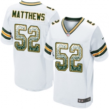 Men's Nike Green Bay Packers #52 Clay Matthews Elite White Road Drift Fashion NFL Jersey