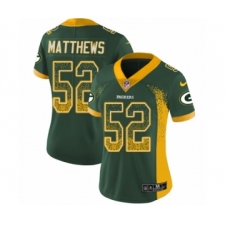 Women's Nike Green Bay Packers #52 Clay Matthews Limited Green Rush Drift Fashion NFL Jersey
