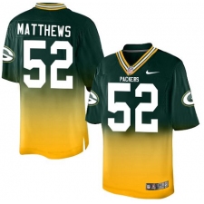 Youth Nike Green Bay Packers #52 Clay Matthews Elite Green/Gold Fadeaway NFL Jersey