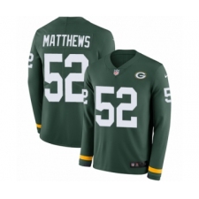 Youth Nike Green Bay Packers #52 Clay Matthews Limited Green Therma Long Sleeve NFL Jersey
