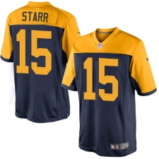 Youth Nike Green Bay Packers #15 Bart Starr Limited Navy Blue Alternate NFL Jersey