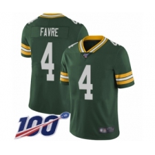 Men's Green Bay Packers #4 Brett Favre Green Team Color Vapor Untouchable Limited Player 100th Season Football Jersey