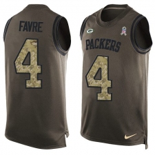 Men's Nike Green Bay Packers #4 Brett Favre Limited Green Salute to Service Tank Top NFL Jersey