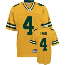 Reebok Green Bay Packers #4 Brett Favre Yellow Authentic Throwback NFL Jersey