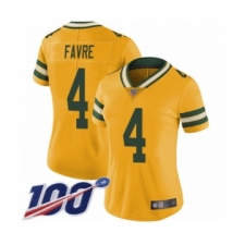 Women's Green Bay Packers #4 Brett Favre Limited Gold Rush Vapor Untouchable 100th Season Football Jersey