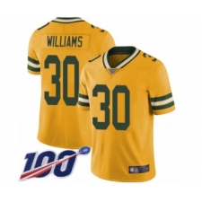 Men's Green Bay Packers #30 Jamaal Williams Limited Gold Rush Vapor Untouchable 100th Season Football Jersey