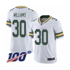 Men's Green Bay Packers #30 Jamaal Williams White Vapor Untouchable Limited Player 100th Season Football Jersey