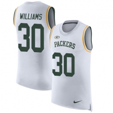 Men's Nike Green Bay Packers #30 Jamaal Williams Limited White Rush Player Name & Number Tank Top NFL Jersey