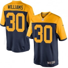Youth Nike Green Bay Packers #30 Jamaal Williams Elite Navy Blue Alternate NFL Jersey