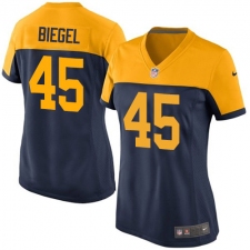 Women's Nike Green Bay Packers #45 Vince Biegel Elite Navy Blue Alternate NFL Jersey