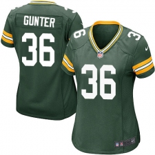Women's Nike Green Bay Packers #36 LaDarius Gunter Game Green Team Color NFL Jersey