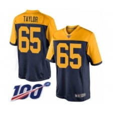 Men's Green Bay Packers #65 Lane Taylor Limited Navy Blue Alternate 100th Season Football Jersey