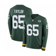 Men's Nike Green Bay Packers #65 Lane Taylor Limited Green Therma Long Sleeve NFL Jersey